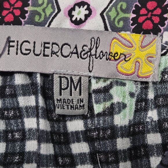 Figueroa & Flower Top Sz PM Floral & Checkered Multi Prints Boho Cottagecore - Picture 5 of 9